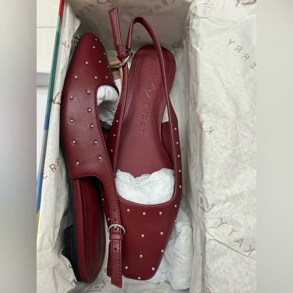 Katy Perry Collections Maroon Studded Flats - Picture 1 of 6
